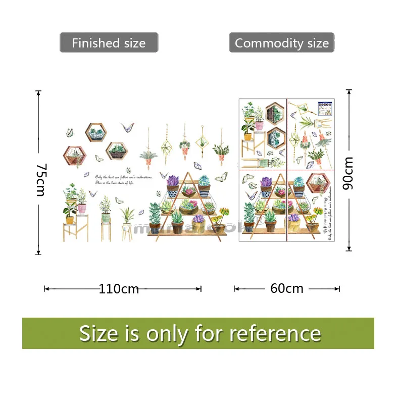 

Nordic INS Green Plant Potted Pendant Living Room Sofa TV Background Wall Self-adhesive Wall Sticker