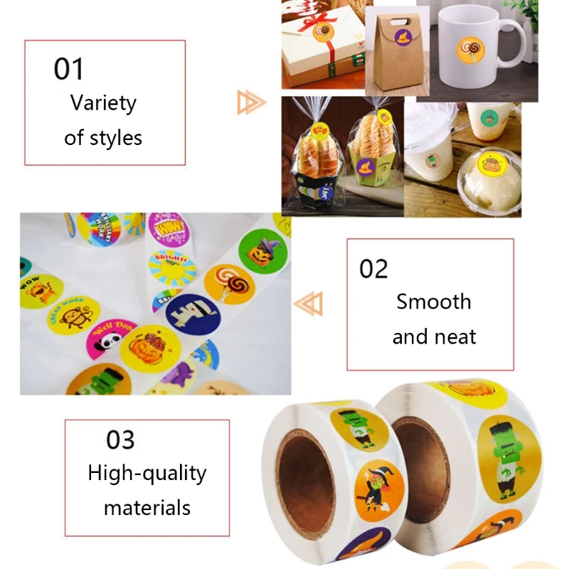 

500pcs Round Halloween Stickers Business Label Stickers for Baking Packaging Seal Labels DIY Stationery Sticker