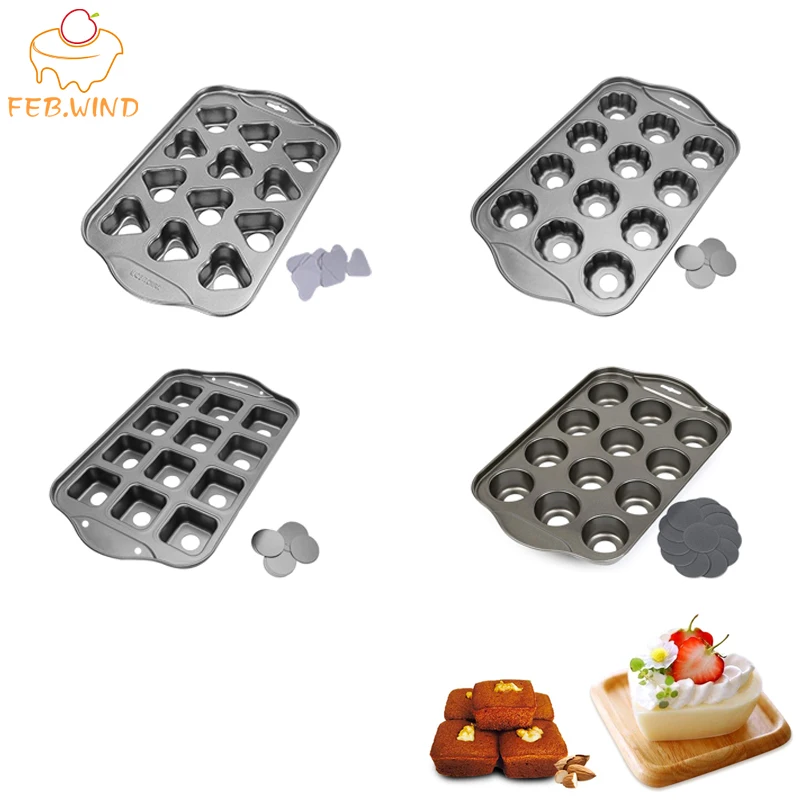 

12 Cups Non-Stick Mini Cheesecake Pans With Removable Bottom Small Cheesecake Moulds Mini Muffin Pan/Tray Round/Heart/Square 154