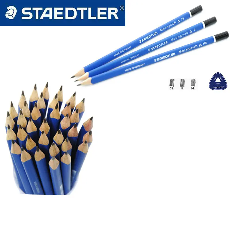 Мягкий Деревянный карандаш 6 шт. Staedtler 150 Mars Ergo HB B 2B треугольный стержень