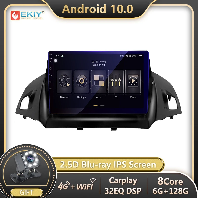 

EKIY 4G LTE IPS DSP Android 10 6G+128G Autoradio For Ford Kuga 2013-2017 Car Radio Multimedia Video Player No 2Din DVD Head Unit