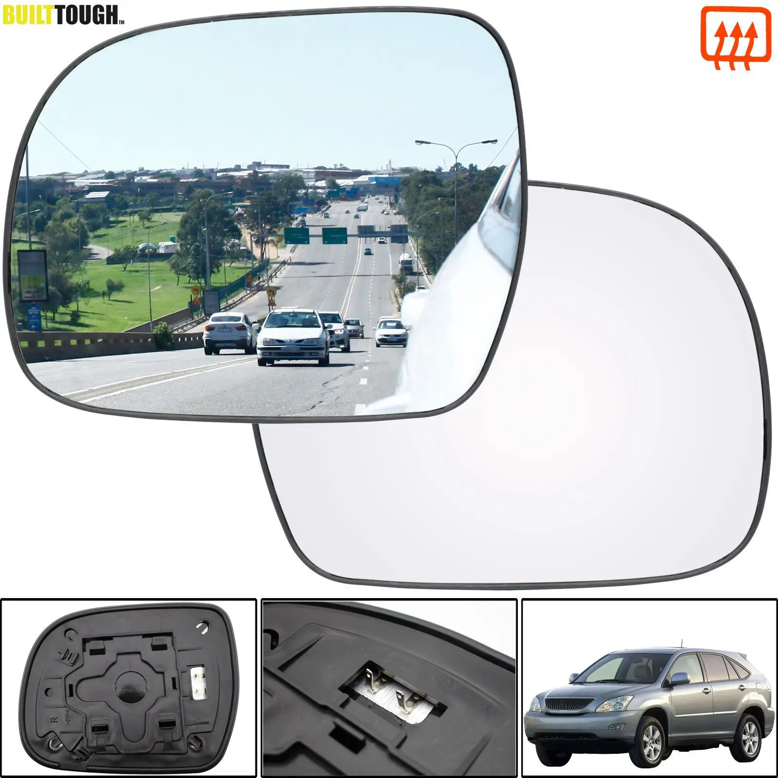 

For Lexus RX 2003 - 2008 Toyota Hilux 2005 - 2010 Left Right Door Side Wing Mirror Glass Heated Convex With Plate Rearview Clip