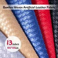 100138cm weave pattern faux leather vinyl pvc artificial leather fabric for diy sewing car interior home upholstery accessories