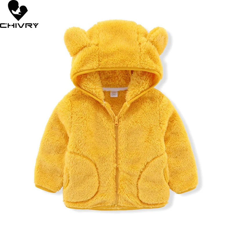 Abrigo con capucha de lana Coral para ni&ntilde;os y ni&ntilde;as, chaquetas c&aacute;lidas informales con cremallera, ropa de oto&ntilde;o e invierno, novedad de 2021-0