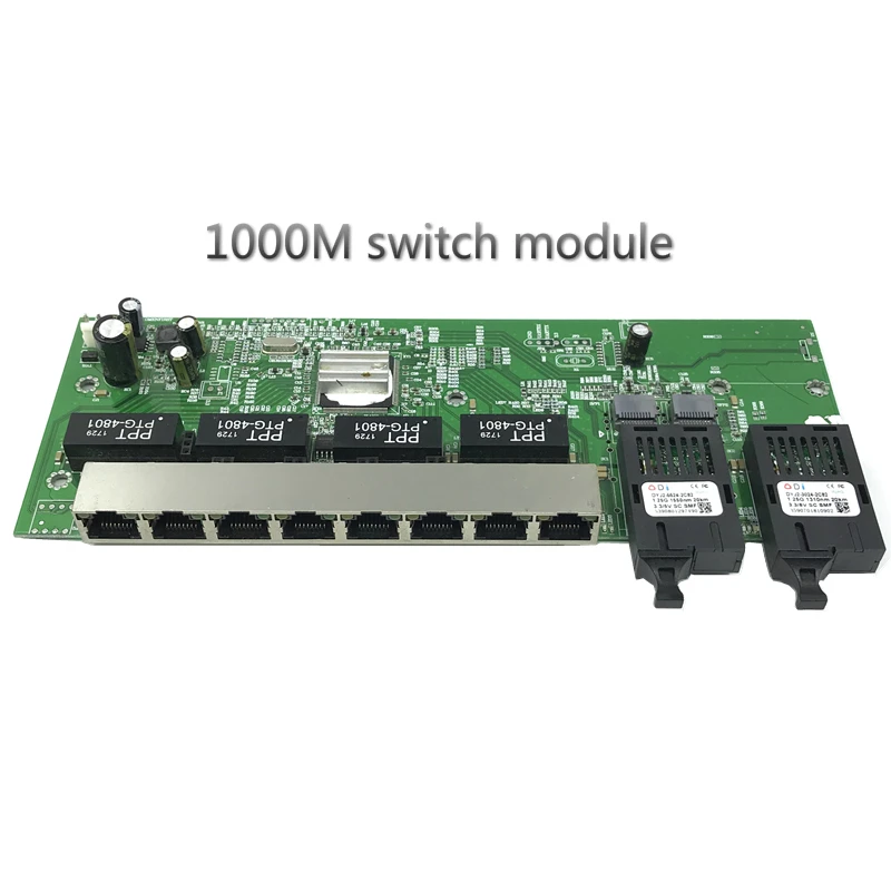 Оптоволоконный коммутатор обратное PoE питание 10/100/1000M Gigabit Ethernet одномодовый 8 RJ45 и