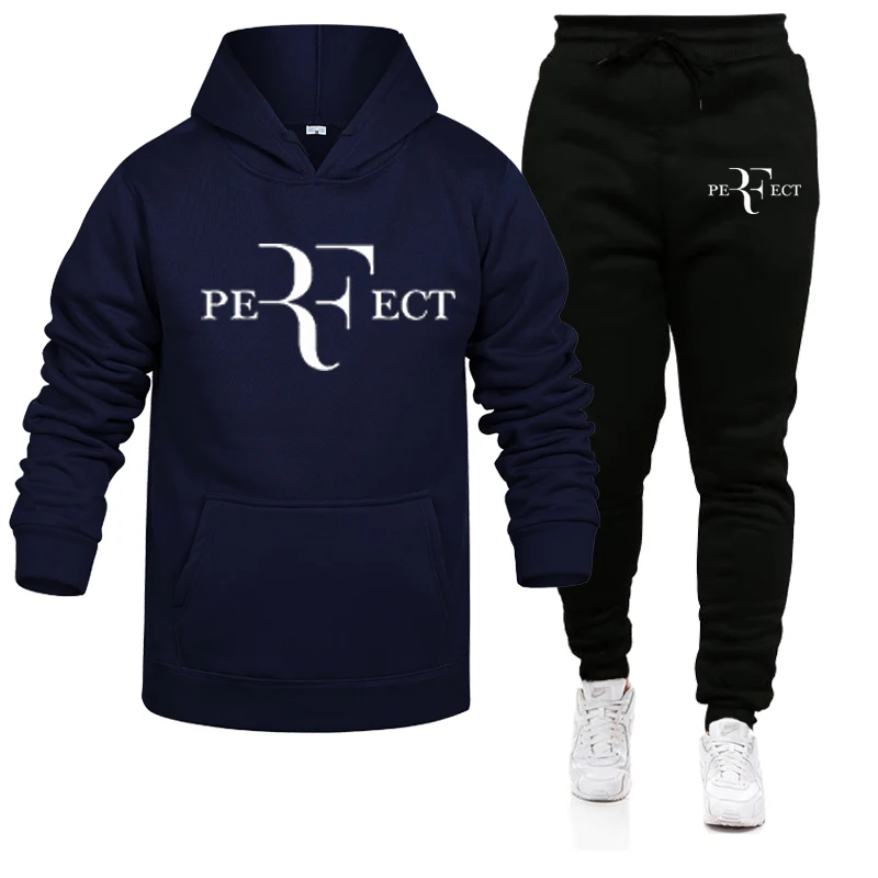 

2021 brand new men's two-piece solid color sportswear men's sportswear gym + sweatpants jogger sweatshirt