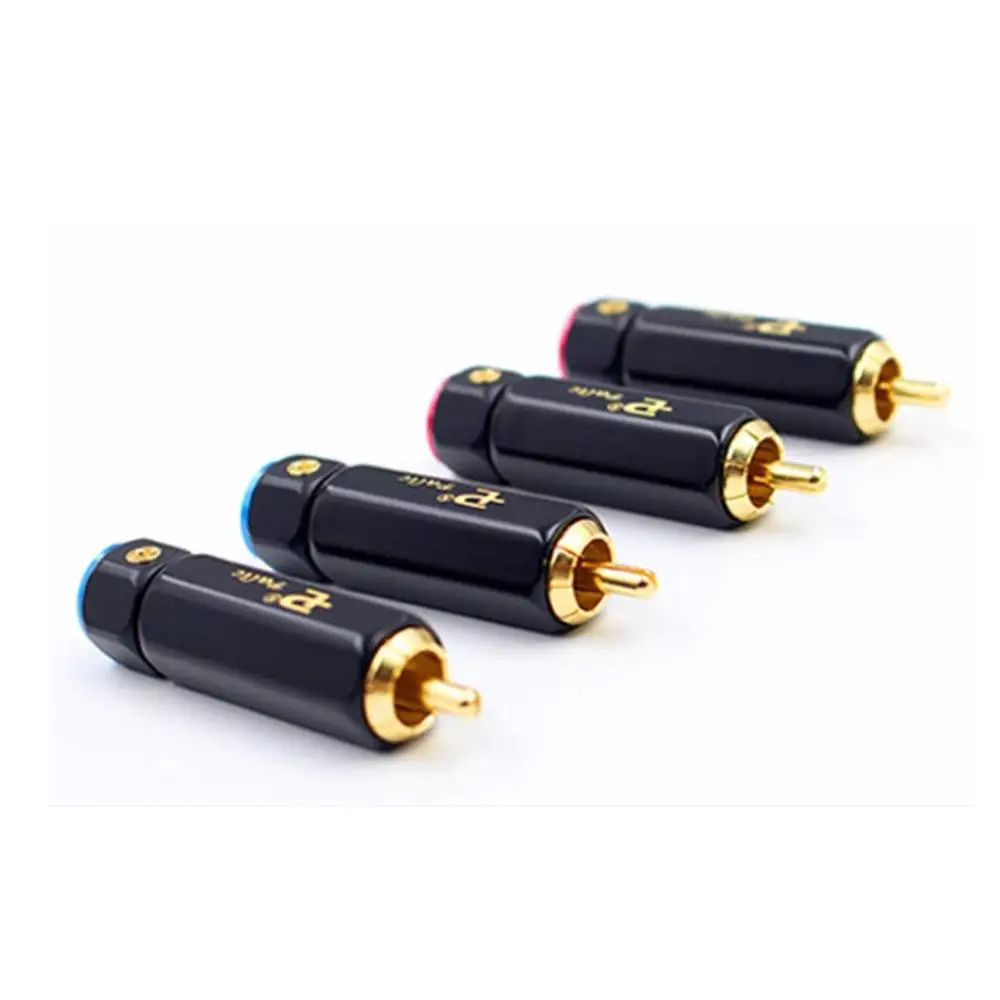 Palic High Quality Gold Plated RCA Plug Lock Collect Solder A/V Connector HIFI Connector for DIY cable diameter