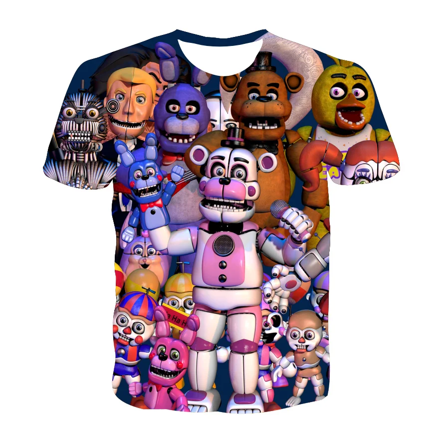 

Summer Boys T-Shirt Five Night at Freddy Shirts 3D Printing Clothes for Teens Popular Games FNAF Short Sleeve Children Costume