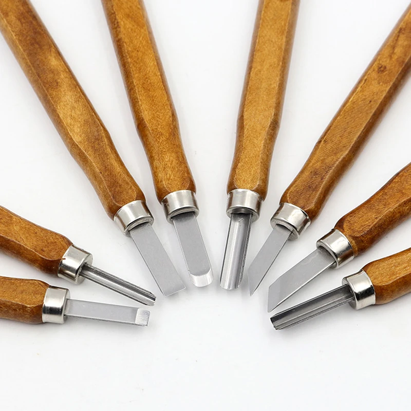 10 шт./компл. многофункциональный нож для резьбы с деревянной ручкой