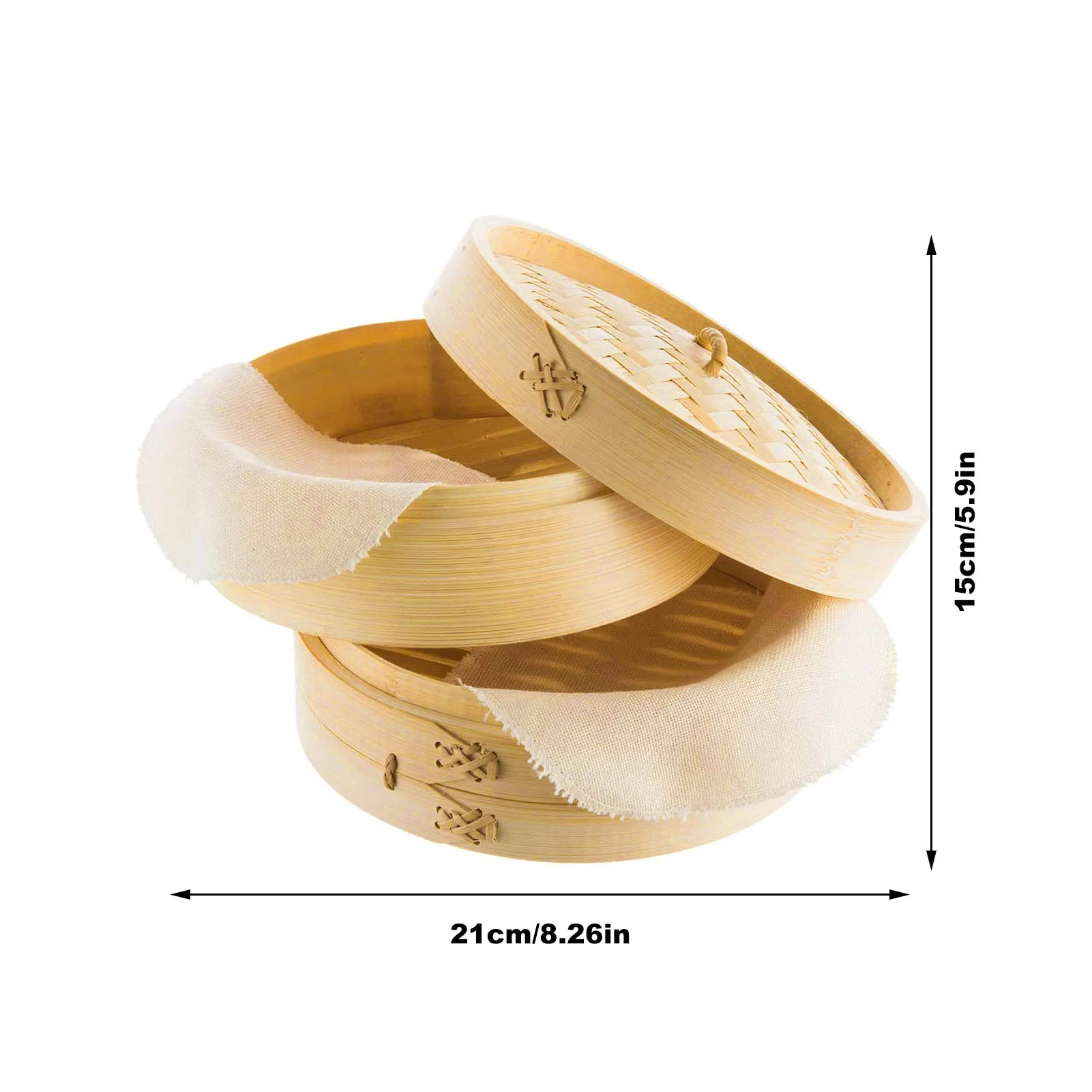 

Handmade Bamboo Steamer With 2PCS Cloth Kitchen Supplies 2-layer 8-inch Kitchen Vegetable Steamer Basket Tool