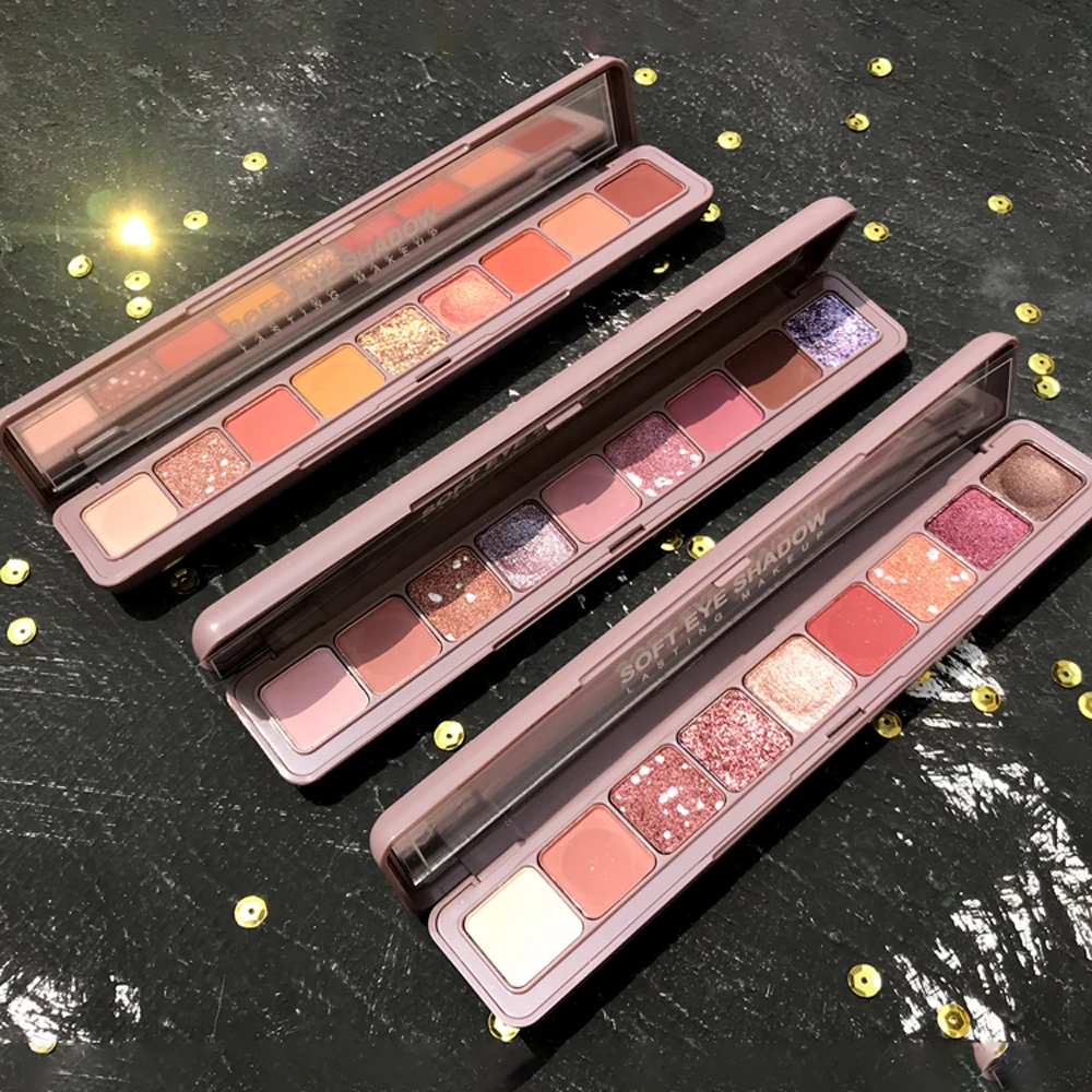 Novo 9 цветов блестящие тени для макияжа Палитра теней век пигментов мерцающие