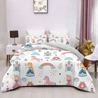 Oentyo милый комплект постельного белья русалка принцесса пододеяльник наволочка полиэстер постельное белье для детей мультфильм покрывало 90 135 150 180