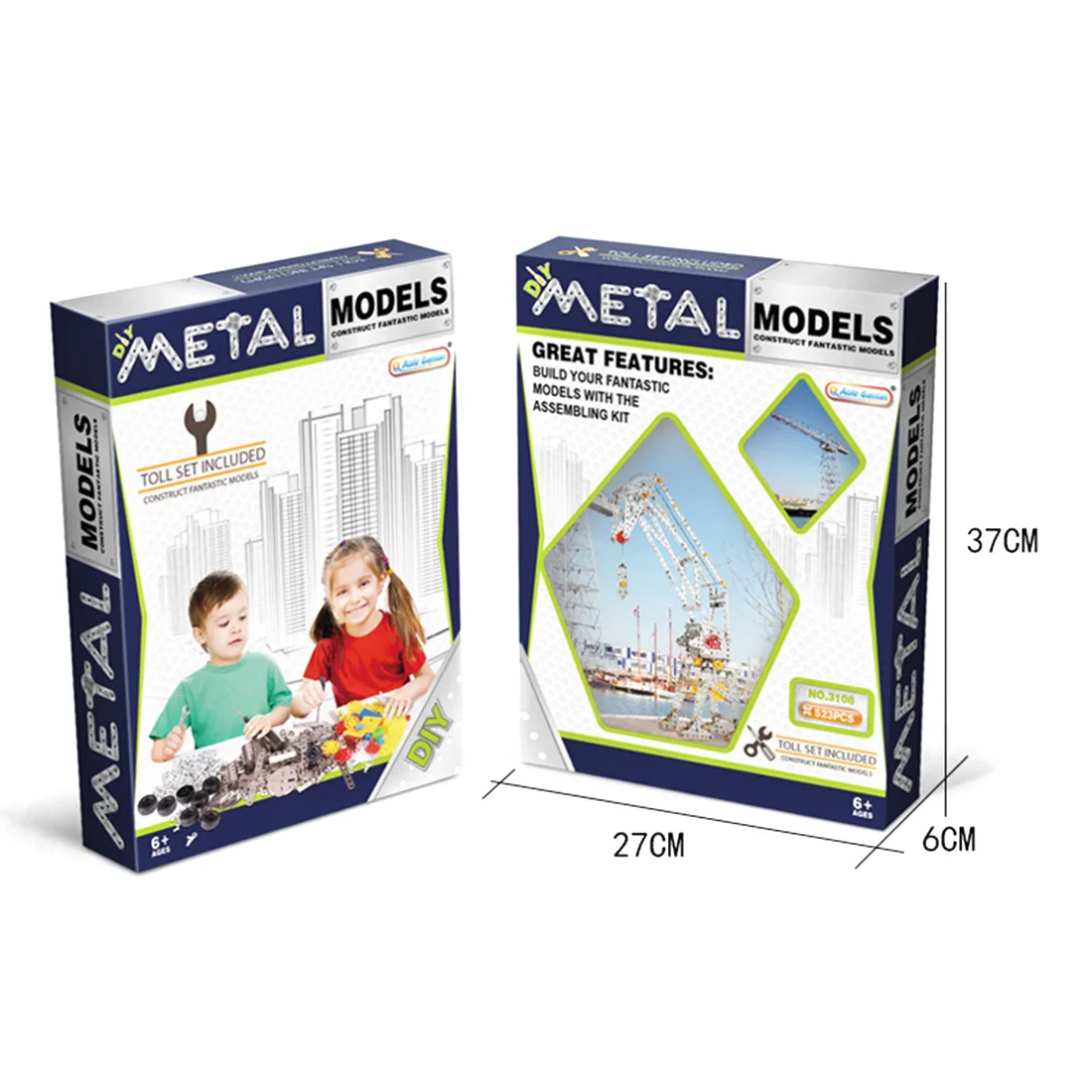 

523Pcs 3D Metal Puzzle Model Kit Assembly Building Block Toy Figures For Children Adult Creative Gifts - Tower Crane