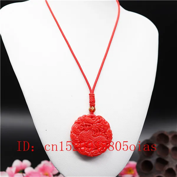 Натуральный красный коралл нефрит камень дракон кулон ожерелье Китайский жадеит