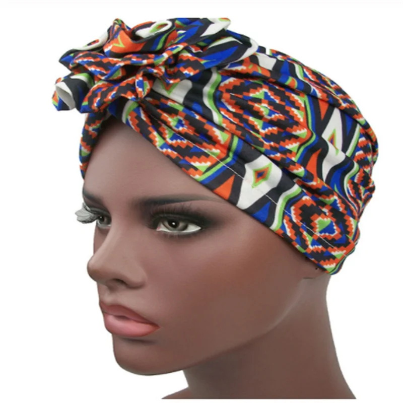 Мусульманский женский тюрбан с Африканским узором узлом модный теплый