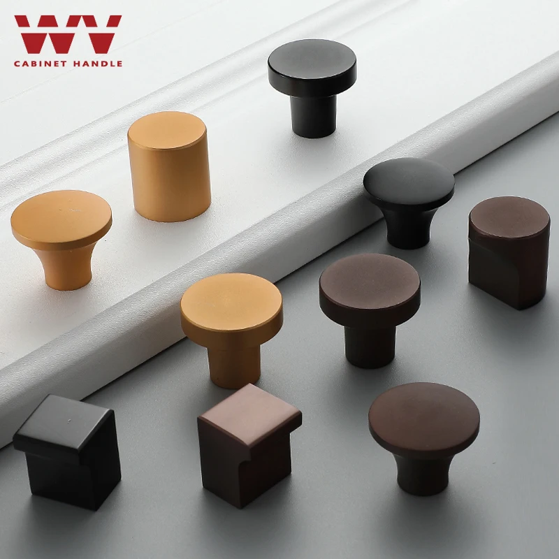 

WV Zinc Alloy Solid Round Single Hole Brown Wardrobe Cupboard Drawer Handles Solid Knobs Hardware Furniture Handles Pulls Knobs