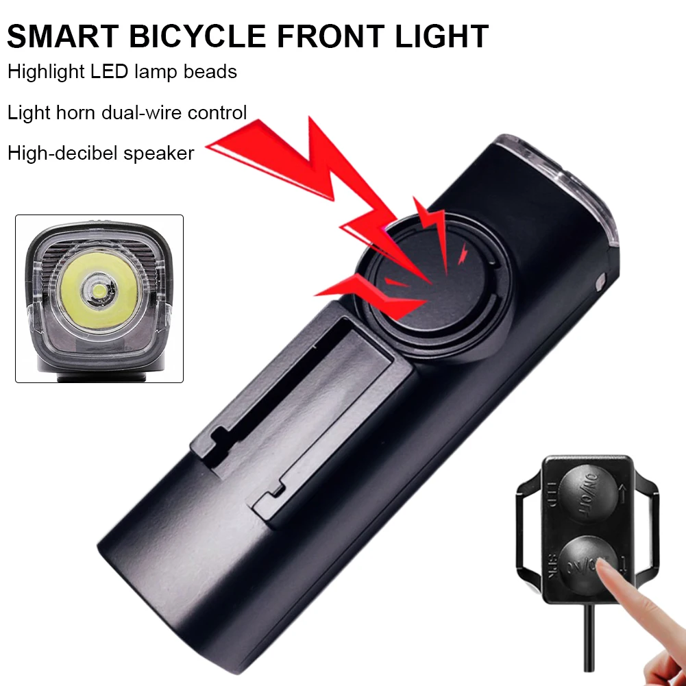 

Bicycle Headlight with Horn Rechargeable Headlamp 4 Modes 5 Sound Waterproof Front Light Bike Flashlight Outdoor Accessories