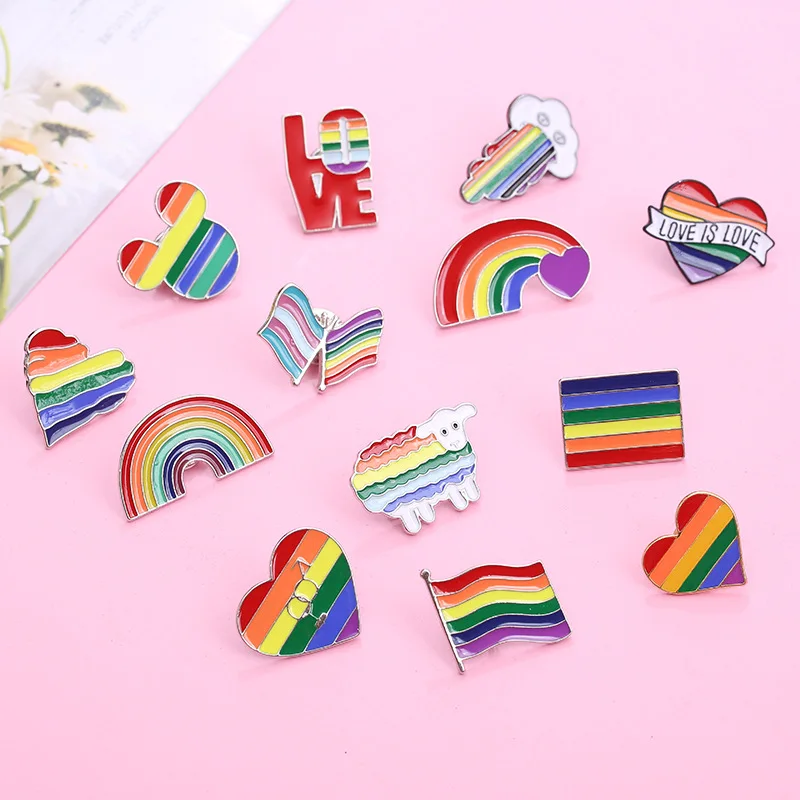 

Creative Rainbow Brooch Love Bridge Banner Alloy Badge Cartoon Cute Clothing Pin