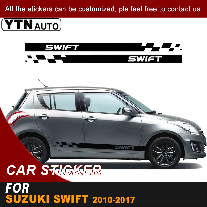 Side Door Car Sticker For Suzuki Swift 2010 2011 2012 2013 2014 2015 2016 2017 Stripe Wraps Graphic Vinyl Decal Car Assessoires