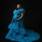 Платья для беременных Пышное с оборками 2021 vestido de fiesta синие длинные в пол размера плюс платье для выпускного вечера элегантные платья для беременных