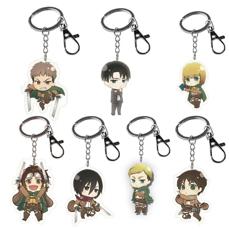 

1Pc Cool Japanese Anime Attack on Titan Keychain Cartoon Acrylic Bag Pendant Keyring Fans Gifts Figure Toys