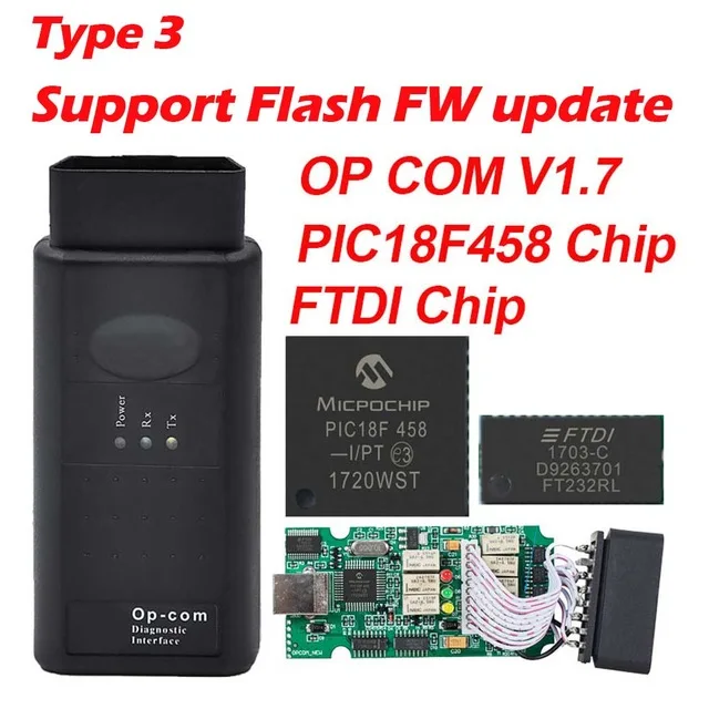 Op com V1.65 V1.78 V1.99 с PIC18F458 FTDI op-com OBD2 автоматический диагностический инструмент для Opel OPCOM шина сети локальных контроллеров V1.7 может быть обновление вспышки - Цвет: Type 3
