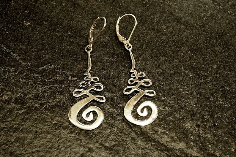 

Spiritual Unalome Handmade Silver Earrings-Yoga Jewelry - Birthday Gift