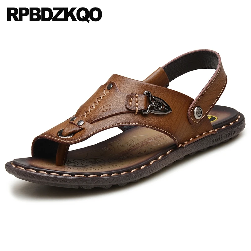 2019 петля для носка на открытом воздухе шлепанцы Римский кожа Известный бренд