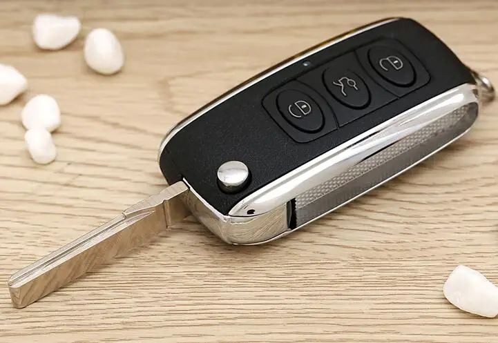 3 кнопки для V-W B5 пульт дистанционного ключа оболочки для Bentley стиль серебро сторона Модифицированная откидная оболочка ключа дистанционного управления