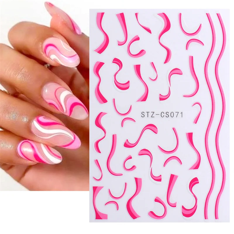 

Cartoon Streamer glitter powder V-shaped French sticker cow back glue nail sticker 3D Back glue Nail decal Nail sticker Nail dec