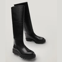 street style motorcycle boots 2021 winter womnes high boots comfortable cowhide leather thick soled knight knee high boot shoe