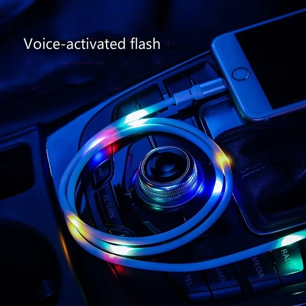 Тип C светодиодный Кабельное освещение флэш USB C кабель SR Синхронизация данных танцевальный кабель умный регулятор громкости поток света кабели быстрой зарядки