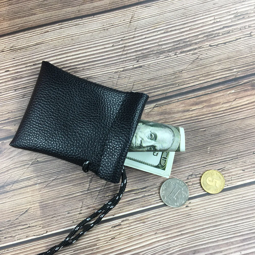 Модный однотонный кожаный ремешок кошелек для мелочи подвесной шейный женский