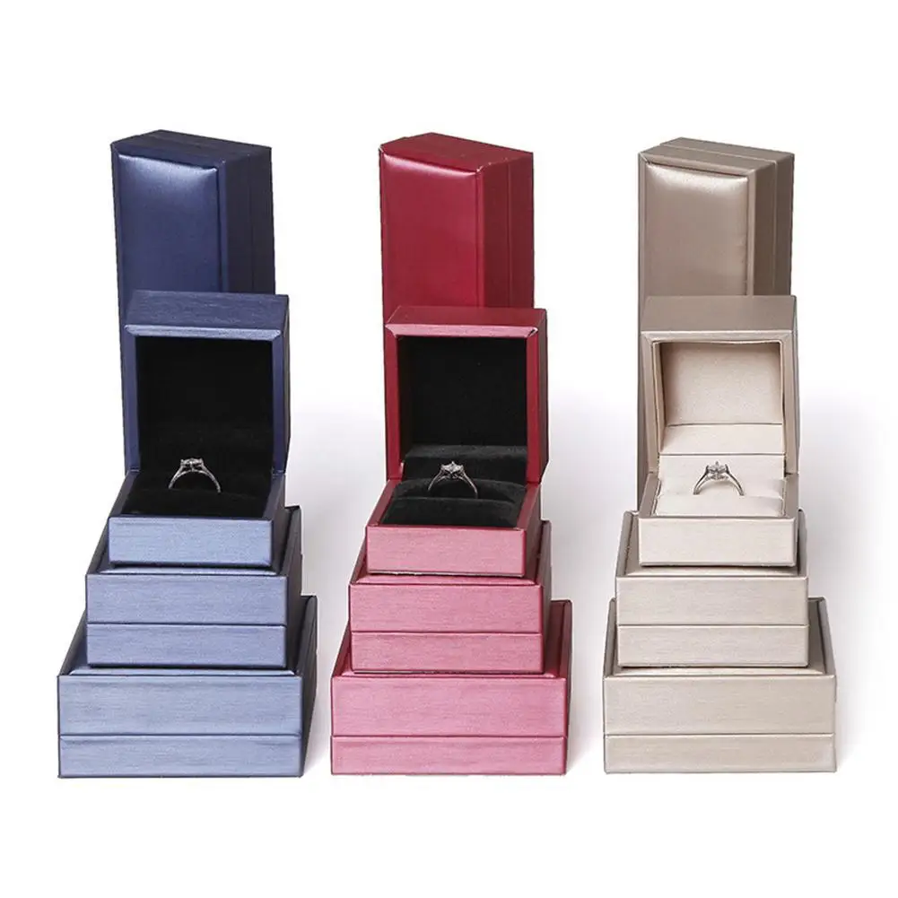 

80% HOT SALES！！！Faux Leather Ring Gift Box Jewelry Necklace Bracelet Holder Display Storage Case