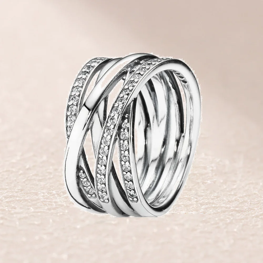 

190919CZ ETERNITY ENTWINED SILVER & ZIRCONIA RING