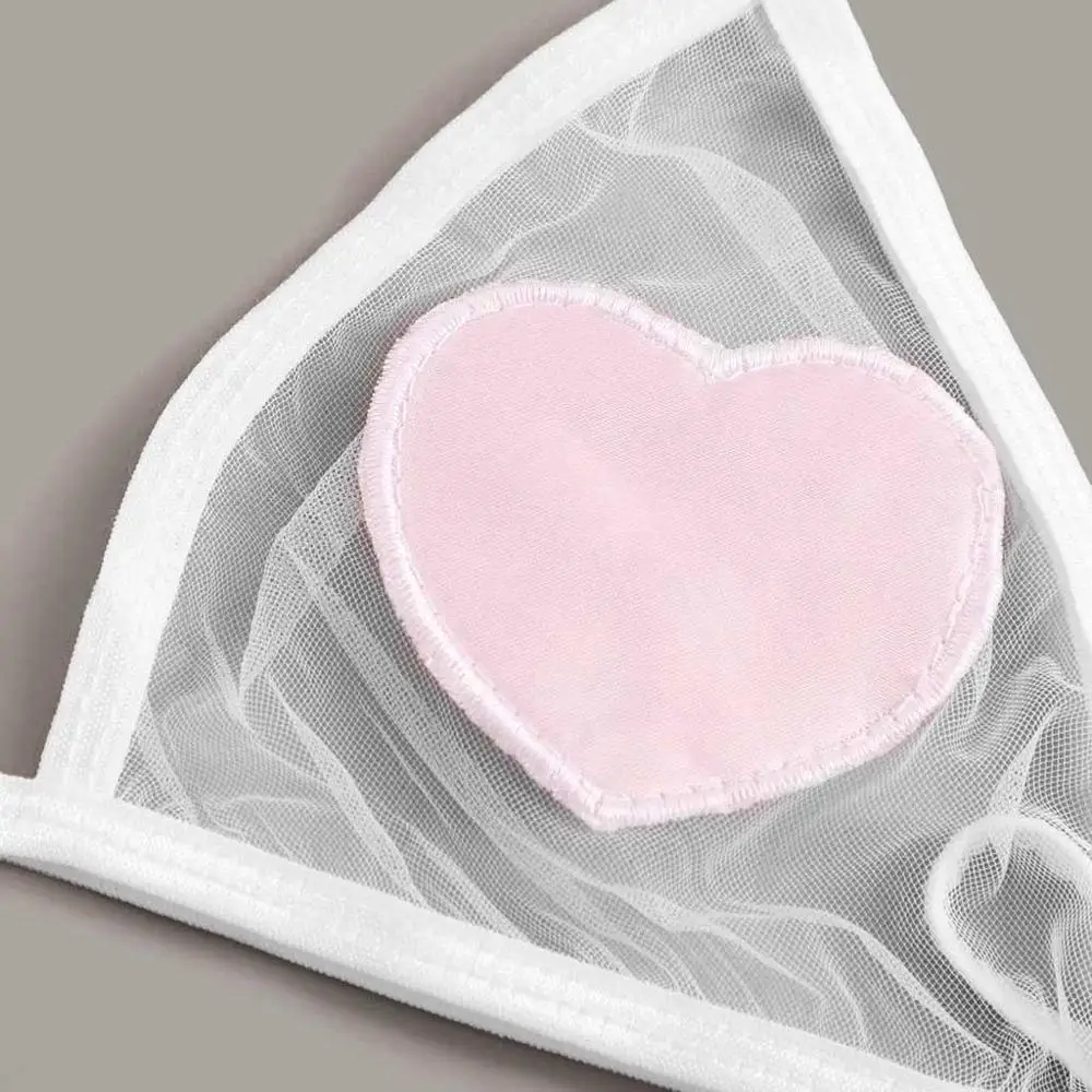 Сексуальное нижнее белье эротическое боди рисунок сердца Прозрачная сорочка