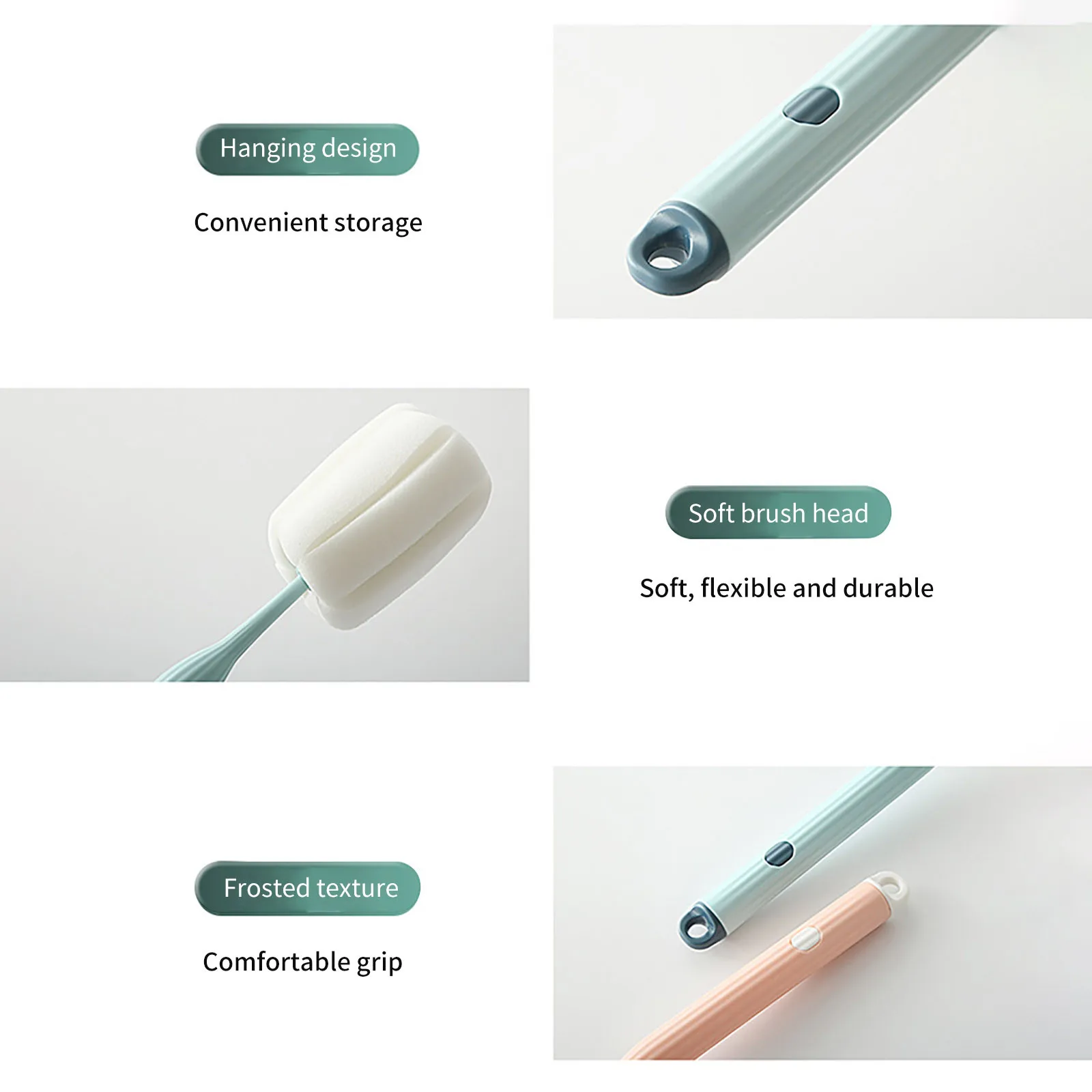 

1PC Sponge Wineglass Bottle Brush 360 Coffe Tea Glass Long Handle Cleaning Brush Kitchen Cleaning Brush Cup Mug Handle Brush