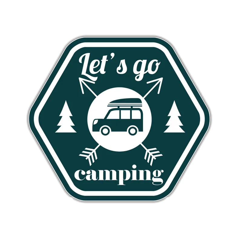 

Hot Creative Let's Go Camping Car Sticker Bumper Motorcycle Decor Superior Quality Vinyl Cover Scratches Waterproof PVC