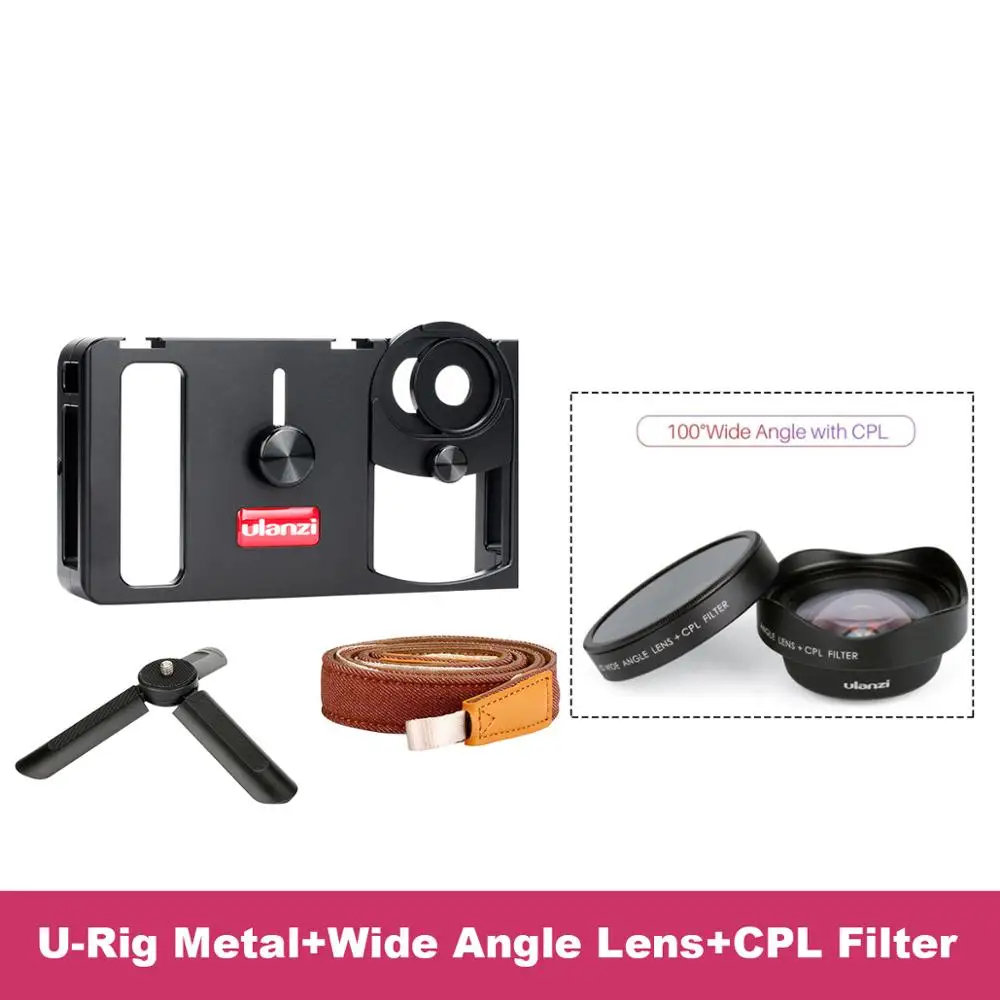 Rig W Wideangle lens Ulanzi U-Rig металлический ручной смартфон видео Риг Vlog Настройка Ручка Стабилизатор w телефон объектив для iPhone huawei видеопроизводителей - Цвет: Rig W Wideangle lens