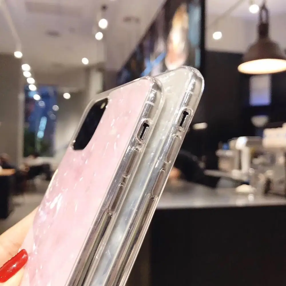 Роскошный блестящий чехол с жемчужными ракушками для iPhone 11 задняя крышка 12 pro Max 5