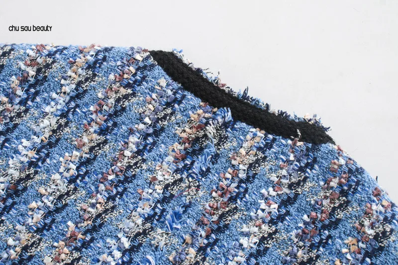 

Women 2020 Fashion Pockets Frayed Trims Tweed Jacket Coat Vintage V Neck Long Sleeve Female Outerwear Chic Tops C90