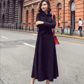 Осень 2020 элегантное женское платье трапециевидной формы винтажное длинный рукав