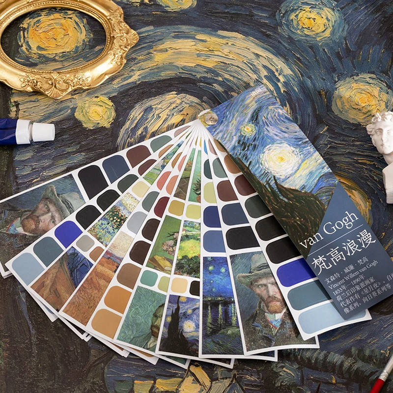 

20 pcs Van Gogh Gallery Sticker Book Vintage Paper Lables for Phone Scrapbooking Collage Junk Journals Diary Decorative Papers