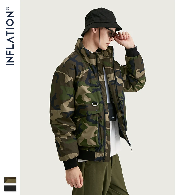 Мужской Камуфляжный пуховик с карманами INFLATION Design уличная модная куртка на белом