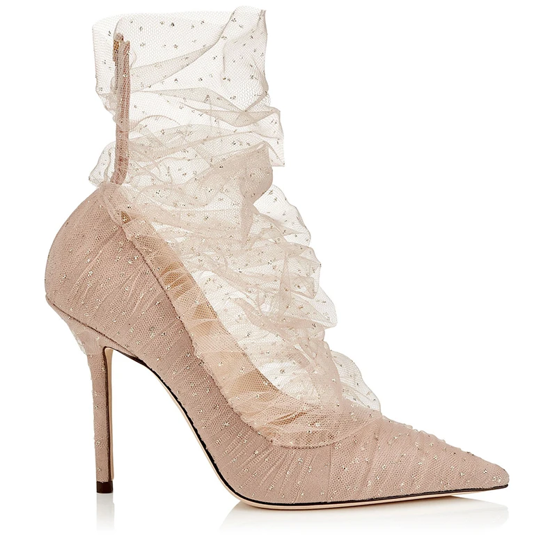 

Luxury Crystal High Heel Women Pumps Elegant Lace Wedding Shoes Women Sexy Pointed Toe High Heels Women SWB0141