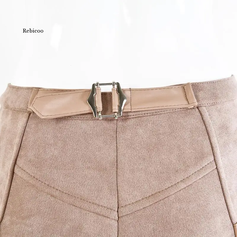 

Women Fashion High Waist Suede Skinny Trousers Zipper Buckle Solid Pencil Pants Autumn Winter Girls Sexy Pants