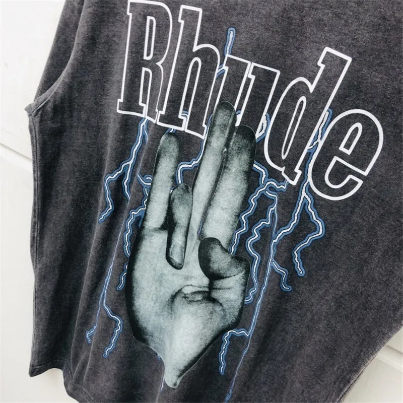 

RHUDE T Shirt Men Women Washed Do Old Summer Style high quality Red Wine RHUDE T-shirt Tees
