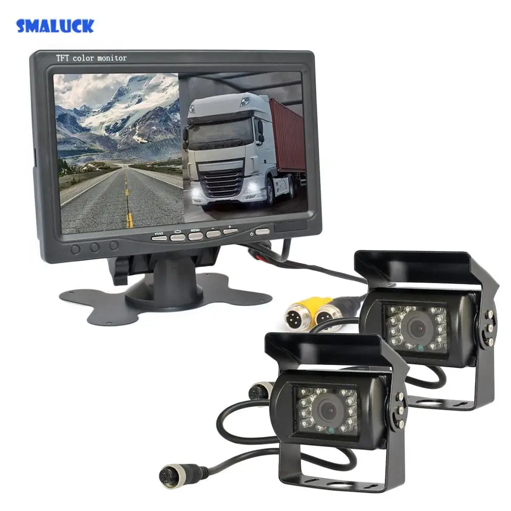 

SMALUCK DC12V - 24V 7 "2 раздельный ЖК-экран Автомобильный монитор HD CCD камера заднего вида автомобильная система для автобуса домохозяйства грузовика
