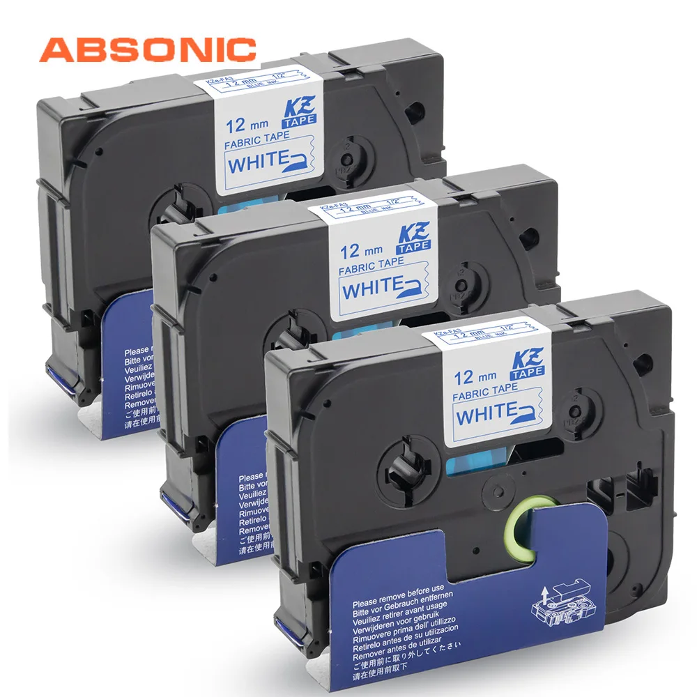 Absoonic 3 шт. TZe TZ FA3 тканевая железная этикетка совместимый Брат 12 мм синий на белой