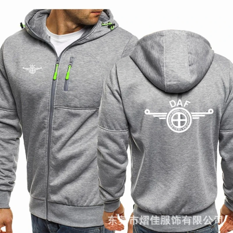 

2021 NEW Men DAF Logo Print Casual Hip Hop Harajuku Long Sleeve Hooded Sweatshirts Mens zipper Jacket Man Hoody 33